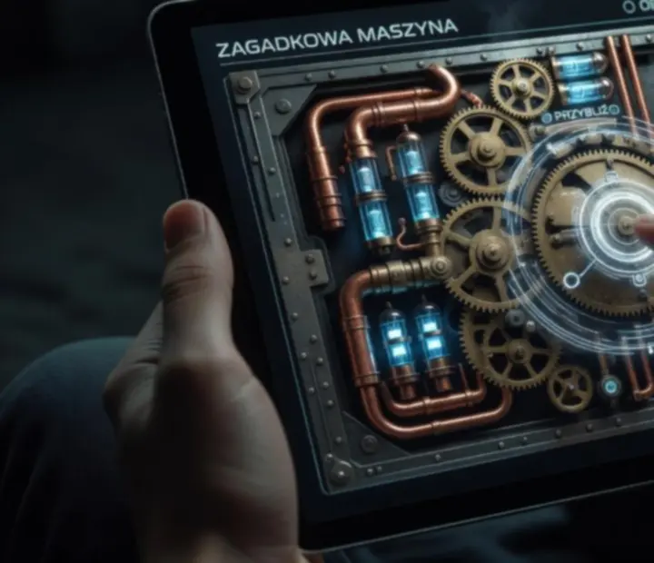 Dłoń obsługująca dotykowe sterowanie w grze logicznej na urządzeniu mobilnym
