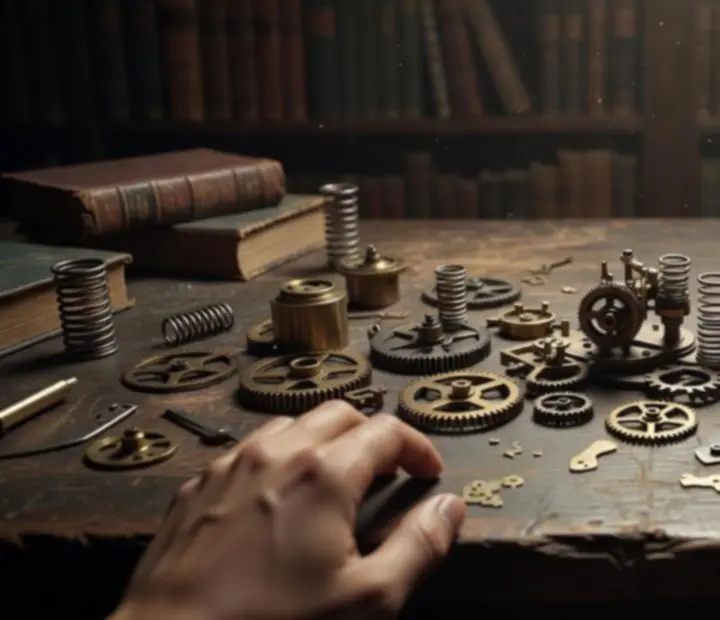 Widok z perspektywy gracza na biurko z zagadką i otoczeniem pokoju w The Room Three.